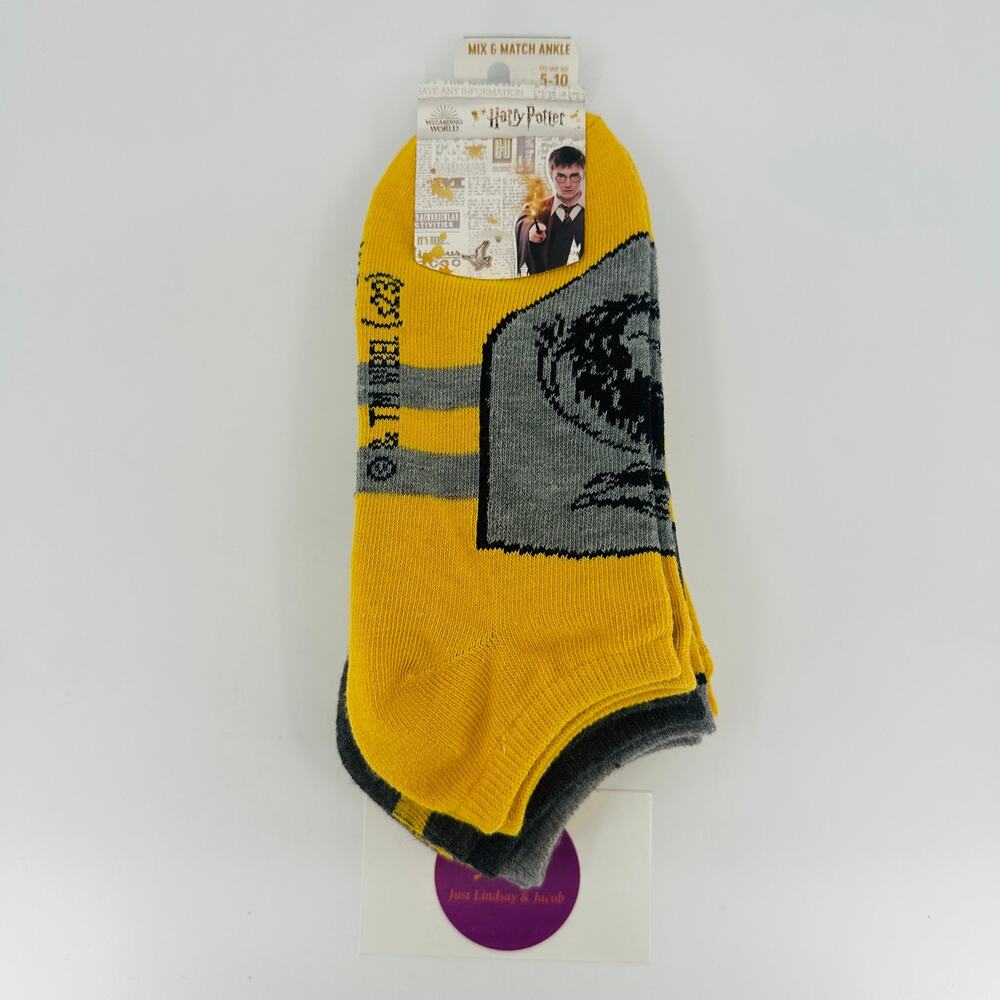 Bioworld Womens Hufflepuff Harry Potter Ankle Socks Mix & Match 4 Pair Size 5-10